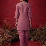 Dusky Pink Solid Cotton Straight Co-Ord Set