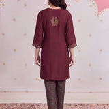 Inaya Scarlet Maroon Embroidered Kurta Set