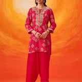 Sanaz Fuchsia Printed Shantoon Co-ord Set