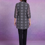 Grey Georgette Sequin Embellished Printed Tunic