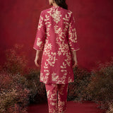 Fuchsia Printed Cotton Blend Relaxed Co-ord Set