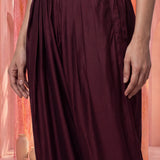 Wine Satin Relaxed Fit Salwar