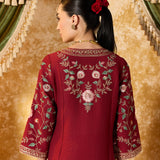 Vaara Kalini Maroon Embroidered Suit Set with Dupatta