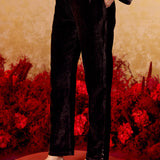 Siya Coffee Brown Embroidered Velvet Corduroy Co Ord Set