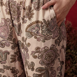 Cream Metallic Print & Pearl Kurta Set