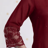 Ziya Garnet Red Embroidered Kurta Set