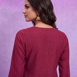 Fuchsia Nylon Viscose Zari Dori Embroidered Co-ord Set