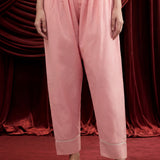 Baby Pink Embroidered Chanderi A-Line Suit Set