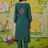 Myra Dark Teal Applique Embroidered Kurta Set