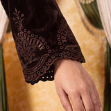 Yashvi Cocoa Brown Embroidered Velvet Kurta Set