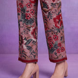 Pink Rayon Floral Embroidered Straight Co-ord Set