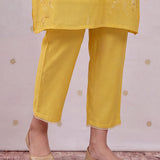 Noor Electric Yellow Aari Embroidered Suit Set
