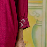 Aiyana Blood Red Foil Embroidered Co-ord Set
