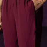 Aarvi Wine Floral Embroidered Suit Set with Dupatta