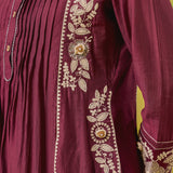 Aurelia Berry Wine Dori Embroidered Appliqué Co-ord Set