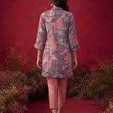 Light Pink All Over Printed Shantoon A-Line Kurti