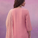 Light Pink Dori Embroidered Straight Suit Set