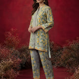 Saina Dove Beige Printed Remi Linen Co-ord Set for Women