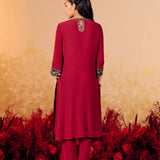 Samaira Vermillion Maroon Embroidered Suit Set