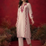Ivory Embroidered Cotton Blend Everyday Kurta Set