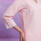 Aarna Peach Lace Work Suit Set