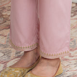 Aafiya Powder Pink Embroidered Suit Set