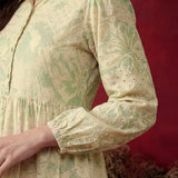 Pakeezah Cream with Green Embroidered Schiffli Indo-western Dress