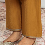 Aafreen Turnmeric Mustard Aari & Zari Embroidered Panelled Suit Set