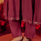 Tara Matt Maroon Embroidered Anarkali Suit Set
