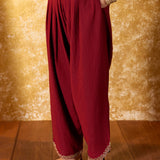 Vaara Kalini Maroon Embroidered Suit Set with Dupatta
