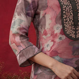 Light Pink All Over Printed Shantoon A-Line Kurti