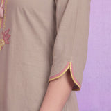 Beige Rayon Straight Suit Set