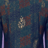 Navy All-Over Printed Cotton A-Line Kurta Set