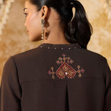 Riddhima Brown Plum Embroidered Co-ord Set