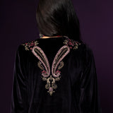 Navya Purple Embroidered Velvet Suit Set with Brasso Dupatta