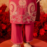 Aarohi Brick Red Embroidered Suit Set