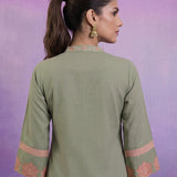 Mint Green Applique Kurta Set with Organza Trims