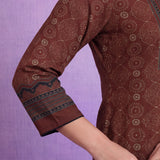 Brown Printed Viscose Straight Co-Ord Set