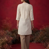 Sehr Ivory Embroidered Silk Kurti