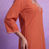 Amaira Orange Embroidered Kurta Set