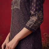 Flora Deep Purple Printed Shantoon Kurta for Women