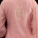 Baby Pink Embroidered Chanderi A-Line Suit Set