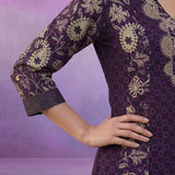 Purple Printed Cotton Panelled Kurta Set