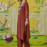 Myra Rust Applique Embroidered Kurta Set