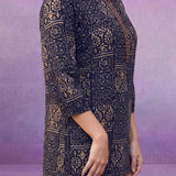 Navy All-Over Printed Cotton Top