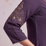 Zareen Damson Purple Embroidered Kurta Set