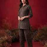 Dark Green All Over Printed Cotton Straight Co-Ord Set