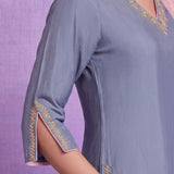 Pink Terylene Straight Kurta Set with Dupatta