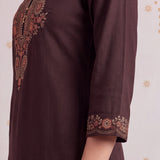 Inaya Penny Brown Embroidered Kurta Set