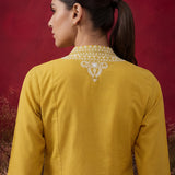 Yellow Mirror Work Cotton Kurta Set